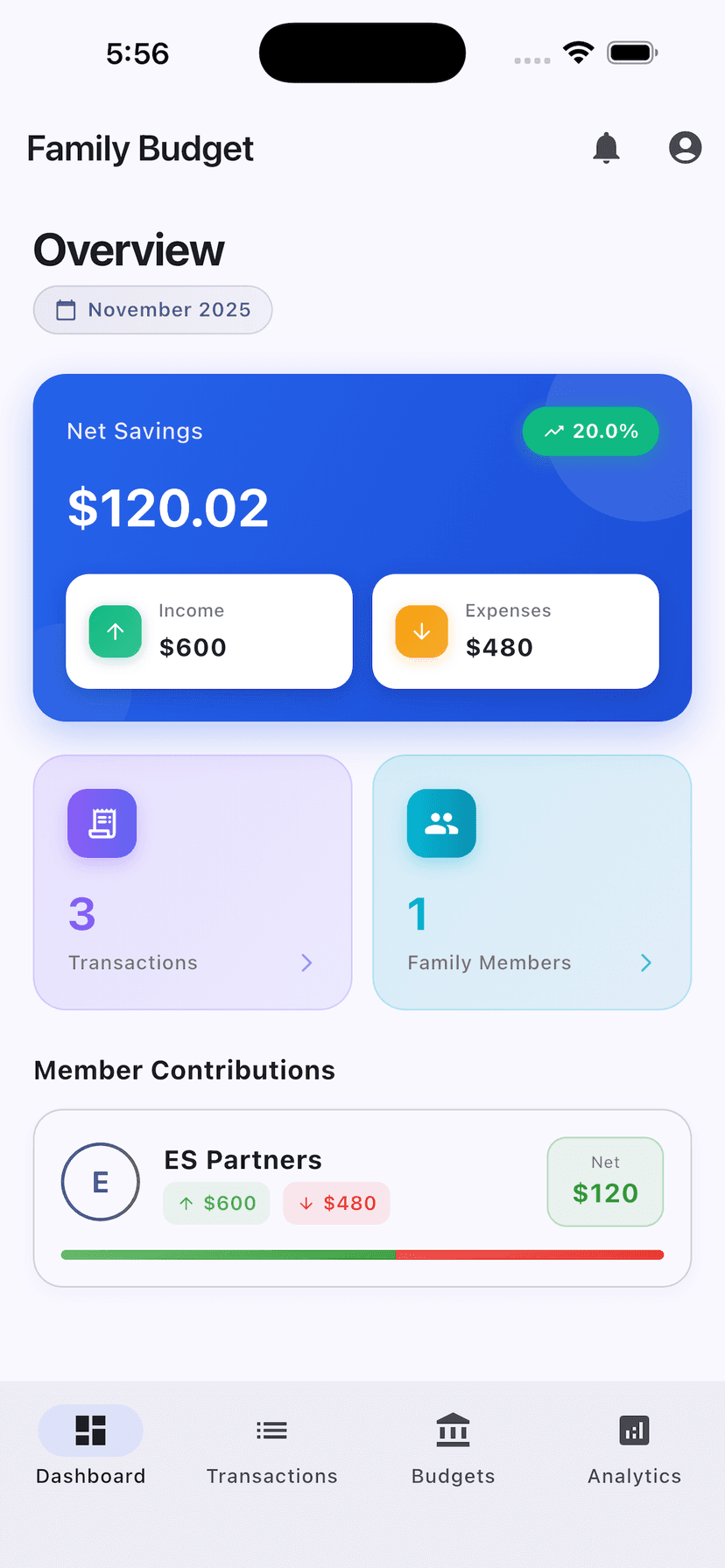 Family Budget App Screenshot